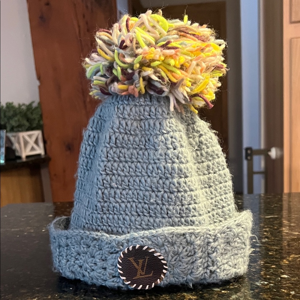 Crochet Beanie with Colorful Pom Pom